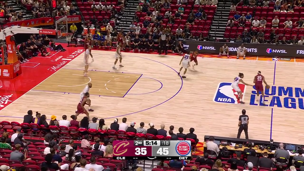 Nae'Qwan Tomlin showing his handles with nice crossovers to go around his defender and finishes the layup over Steven Crowl with replays