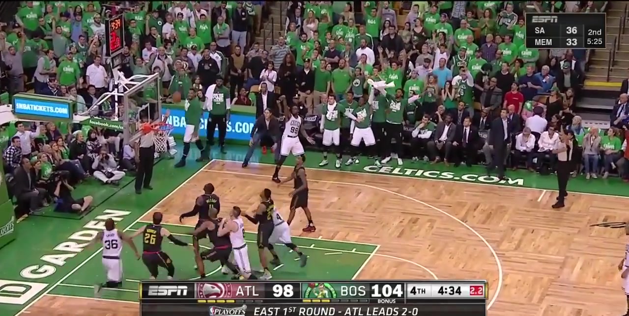 Marcus Smart Going Flying After Kyle Korver Taps Him With His Left Arm