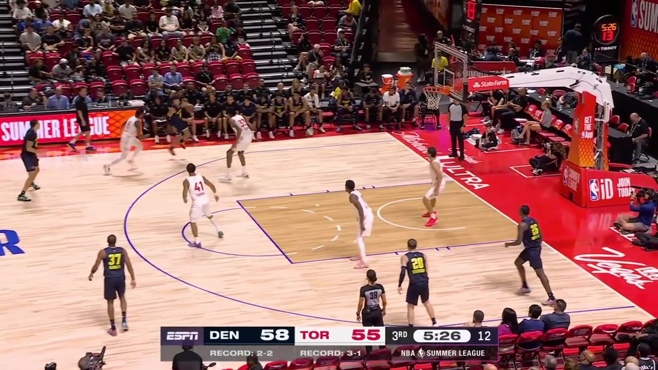 Coleman Hawkins with a nice no look bounce pass Erik Stevenson who somehow manages to dunk it over the long arm of 7'5'' Jamarion Sharp with a replay