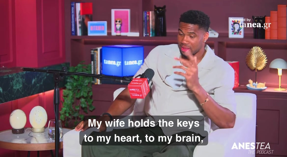 Giannis Ive heard so many things Why is Giannis with his wife He could be with a model Not one model but 10 I am with my wife because she tells me the truth She loves me she will tell me whenever I do anything wrong I am in love I am in love with her As a woman and as a mother