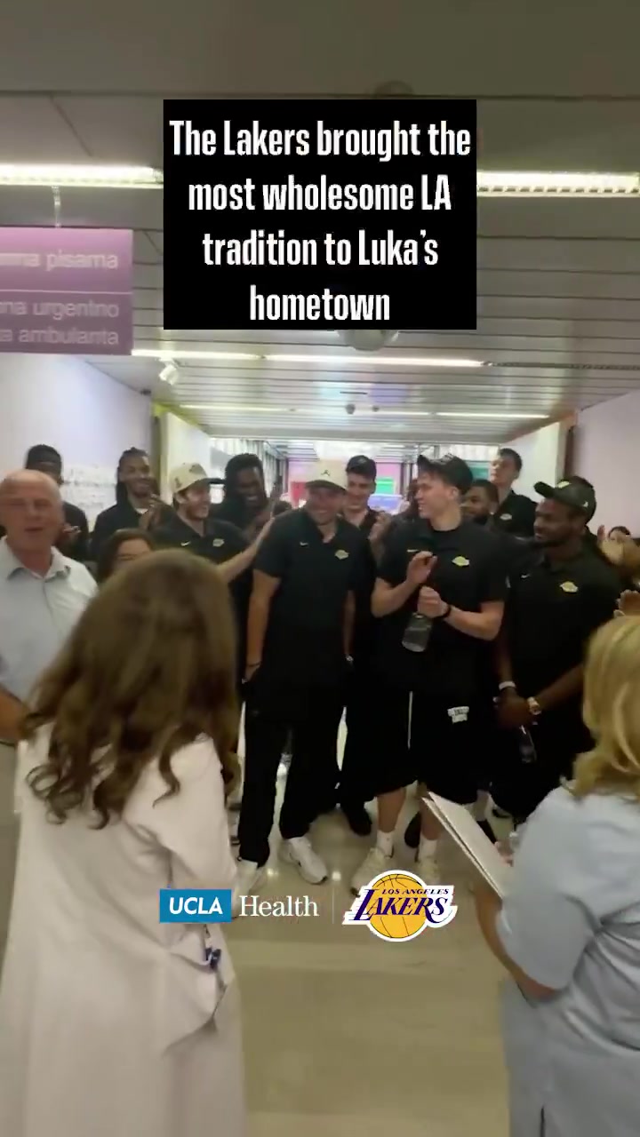 Luka signs a baby the lakers visit the maternity ward of the hospital where Luka was born