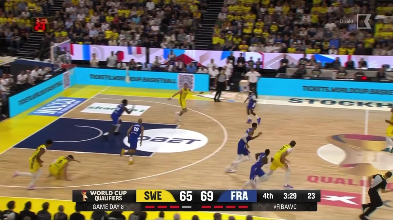 Wemby lines it up from deep France lead by 7
